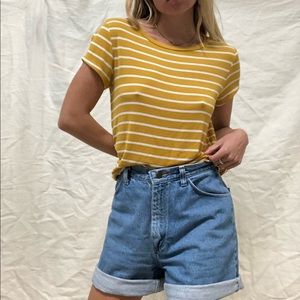 American Eagle Yellow & White Striped Tee